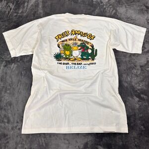 Belize T Shirt Men XL Off White Cotton Tres Amigos Graphic Preshrunk Classicwear